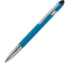 Aluminium Balpen Met Stylus Functie En Een Rubberised Afwerking - Hemelsblauw - 12 Stuks