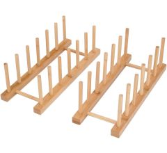 Vaatwasdroger, set van 2 bamboe serviesmand en afdruipvlak, spoelrek, plaathouder, pandekselhouder,