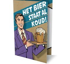 Feest, Het Bier Staat Al Koud - 6 Dubbele Uitnodigingen Met Envelop