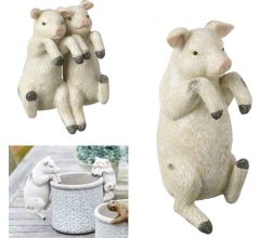 Parlane - Set van 2 Varkens Pothangers - Roze/Zwart - Decoratie
