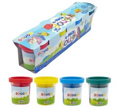 Kinderklei Klei - 4 potjes x 50Gram - kleuren: Rood-geel-blauw-groen
