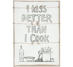 Tekstbord - wandpaneel - 40 x 2 x 55 cm - Jute op hout - wit