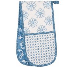 Clayre &amp; Eef Katoenen Dubbele ovenhandschoen blauw - M x P52BL