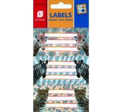 Schooletiketten Wilde Dieren - 70 x 35mm - 18 stuks