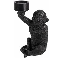 Gusta - Waxinelichthouder - Aap - 22 x 14 cm - Zwart