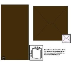 Benza Wenskaarten en Enveloppen om zelf wenskaarten te maken Vierkant 14 x 14 cm - Bruin (10 stuks)