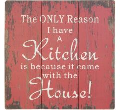 Clayre & Eef - Houten Wand Tekstbord - 60 x 3 x 60 cm - mdf - rood