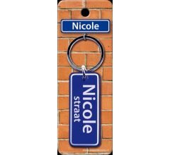 Paper Dreams Sleutelhanger Straatnaam Nicole 9 Cm Staal Blauw