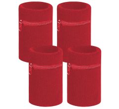 Arowell Premium Pols Zweetbandje Met Portemonnee En Rits – 12 x 8 Cm – Rood - 4 Stuks