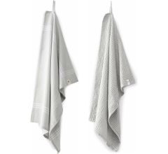 Walra Keuken- &amp; Theedoek set Blocks &amp; Lines - 50 x 70 cm - Licht Grijs