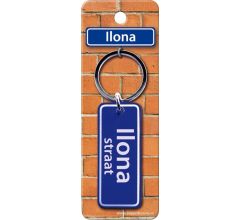 Paper Dreams Sleutelhanger Straatnaam Ilona 9 Cm Staal Blauw