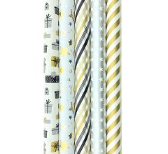 TOUCH OF GOLD 3 cadeaupapier - Kerstpapier inpakpapier voor Kerst - 3 meter x 70 cm - 5 rollen
