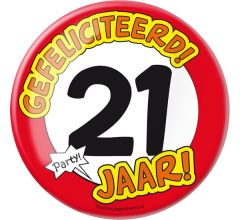 XL Button - 21 jaar (Doorsnee 10 cm)