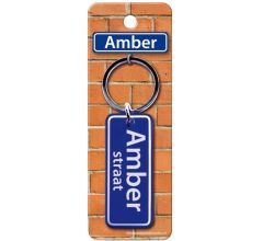 Paper Dreams Sleutelhanger Straatnaam Amber 9 Cm Staal Blauw