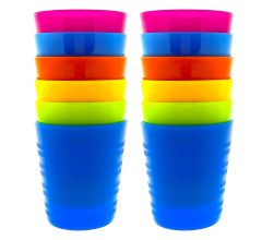 12 x Kunststof onbreekbare drinkbekers - BPA-vrij - 6 kleuren - 240 ml