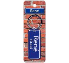 Paper Dreams Sleutelhanger Straatnaam René 9 Cm Staal Blauw