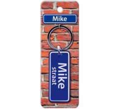 Paper Dreams Sleutelhanger Straatnaam Mike 9 Cm Staal Blauw