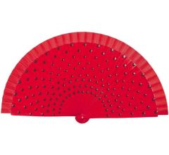 Waaier - Rood met Zwarte stippen - 23 cm