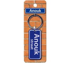 Paper Dreams Sleutelhanger Straatnaam Anouk 9 Cm Staal Blauw
