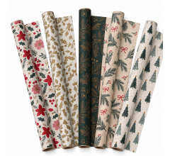 Benza – Kerst Inpakpapier van Gerecycled Papier – 5 Rollen van 70 x 200 cm – Christmas Valley