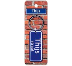 Paper Dreams Sleutelhanger Straatnaam Thijs 9 Cm Staal Blauw