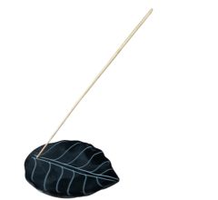 Wierookhouder Steen Blad Motief Met Nerf - 12 x 8 x 1 cm