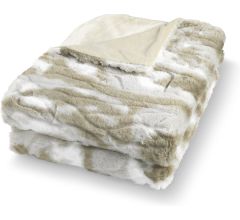 Dutch Decor - ROEL - Plaid bontlook 130x170 cm - olijfgroen - beige - wit - superzacht - Deken