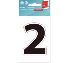 Plakcijfer - Nummer Sticker - 2 - Weerbestendig Ca. 85mm Hoog - Zwart