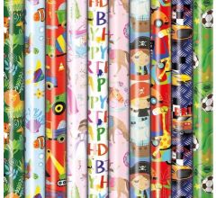 Assortiment luxe cadeaupapier inpakpapier voor kinderen 6 - 200 x 70 cm - 10 rollen