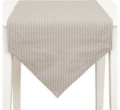 Clayre & Eef - Tafelloper - Twinkle Little Star - Taupe met wit - 50 x 160 cm