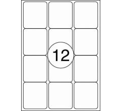 Benza Zelfklevende Etiketten op A4 Vel - 63,5 x 72 mm - 12 Stickers per vel - 100 vel