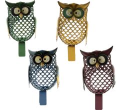 Tuin uil - tuindecoratie - Met Klem - Hek &amp; Schutting - Waxinelichthouder - 26 x 13 cm - Metaal