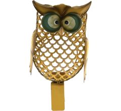 Tuin uil - tuindecoratie - Met Klem - Hek &amp; Schutting - Waxinelichthouder - 26 x 13 cm - Metaal