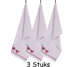 Clayre & Eef - Theedoek Keukendoek - Landelijk - geruit - Kippen & Hanen - Country Side Chicken  - 