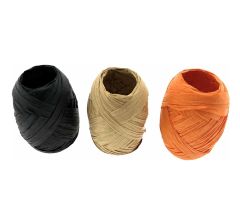 Papier Raffia 10mm x 30 mtr - zand / Zwart / Oranje - 3 x 10 Rollen