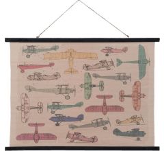 Clayre & Eef Wandkaart met vliegtuigen 105 x 76 cm