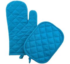 Ovenwant &amp; Pannenlap - 100% Katoen - Blauw