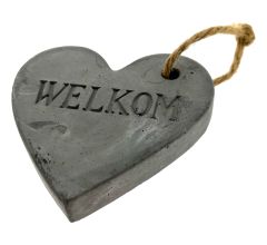 Decoratie Hart - WELKOM - 12 x 2 x 11.5 - Beton - Grijs