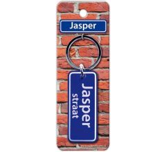 Paper Dreams Sleutelhanger Straatnaam Jasper 9 Cm Staal Blauw
