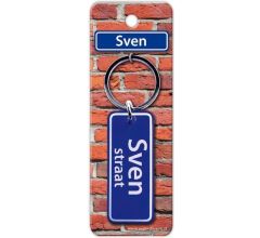 Paper Dreams Sleutelhanger Straatnaam Sven 9 Cm Staal Blauw