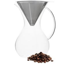 Pour Over Koffiepot - Koffiezetter - Koffie Opgietkan - Glas - Rvs - 600Ml