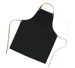 KOOK Schort Keukenshort Embossed Zwart Leren Banden 70 x 90 cm