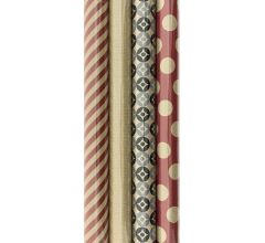 Benza cadeaupapier - Bruine kraft met design - inpakpapier - 500 x 70 cm - 4 stuks