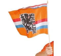 Benza - EK/WK Voetbal Grote Oranje zwaaivlag met wimpel