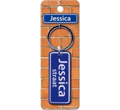 Paper Dreams Sleutelhanger Straatnaam Jessica 9 Cm Staal Blauw