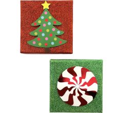 Luxe kerst giftcard geschenkdoos - rood &amp; groen - 10 x 10 x 2,5 cm - 2 Stuks