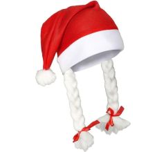 Benza Kerstmuts met vlechten - Rood