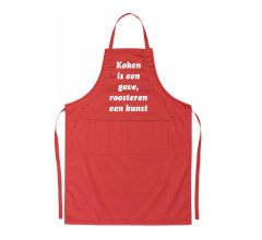Koken is een gave, roosteren een kunst - Luxe keukenschort met tekst - Rood