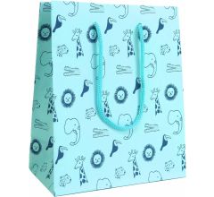 Luxe cadeautas met koord voor kinderen of geboorte - 24 x 10 x 33,5 cm - Jungle - Blauw - 3 Stuks