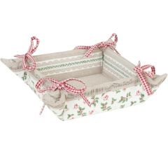 Clayre & Eef - Broodmand voor kerst - 20 x 20 x 8 cm - Groen en wit